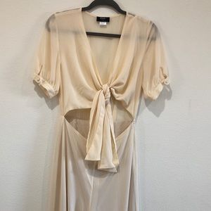 Nasty Gal Cream jumpsuit with crop top